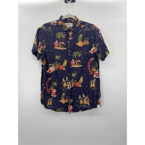 Free Planet Medium Christmas Tropical Hawaiian Shirt Luau Novelty Mele Kalikimak